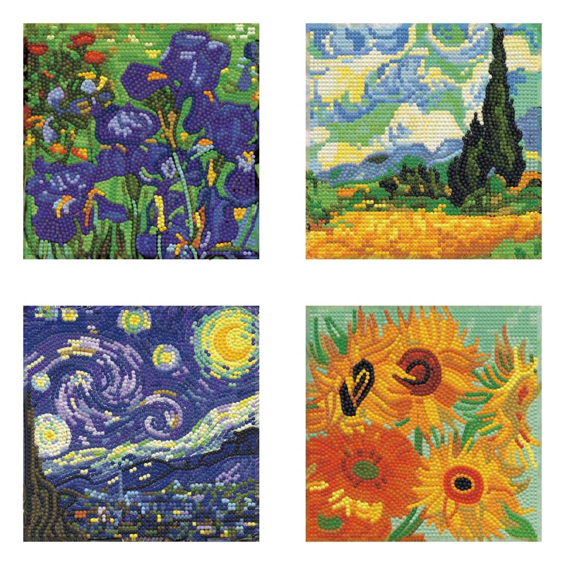 Diamond Dotz kit Mini Dotz – 4 designs 15x15cm – 4 Toiles de V. Van Gogh