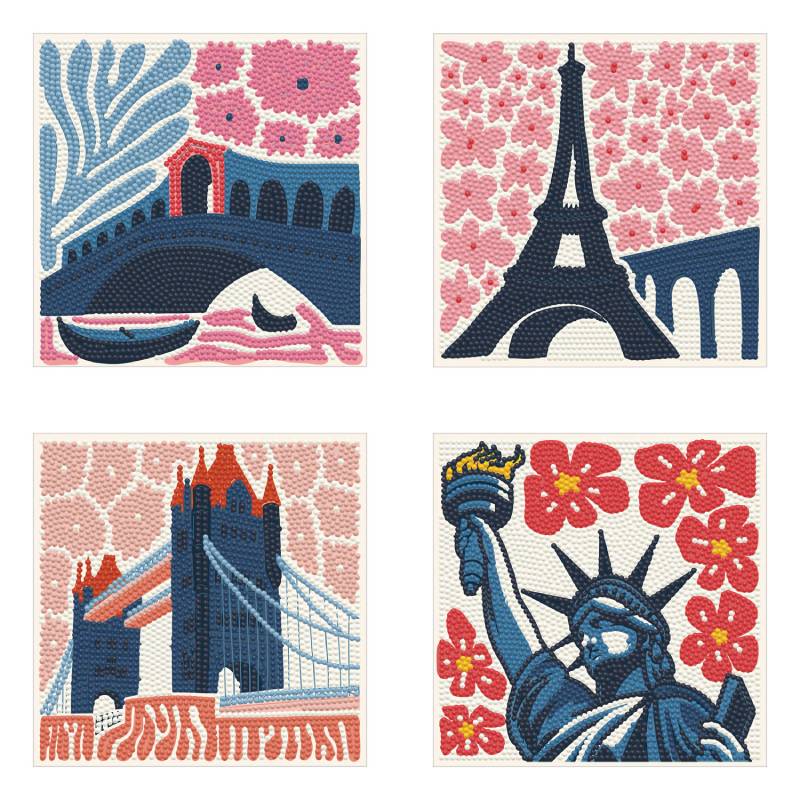 Diamond Dotz kit Mini Dotz – 4 designs 15x15cm – 4 monuments célèbres